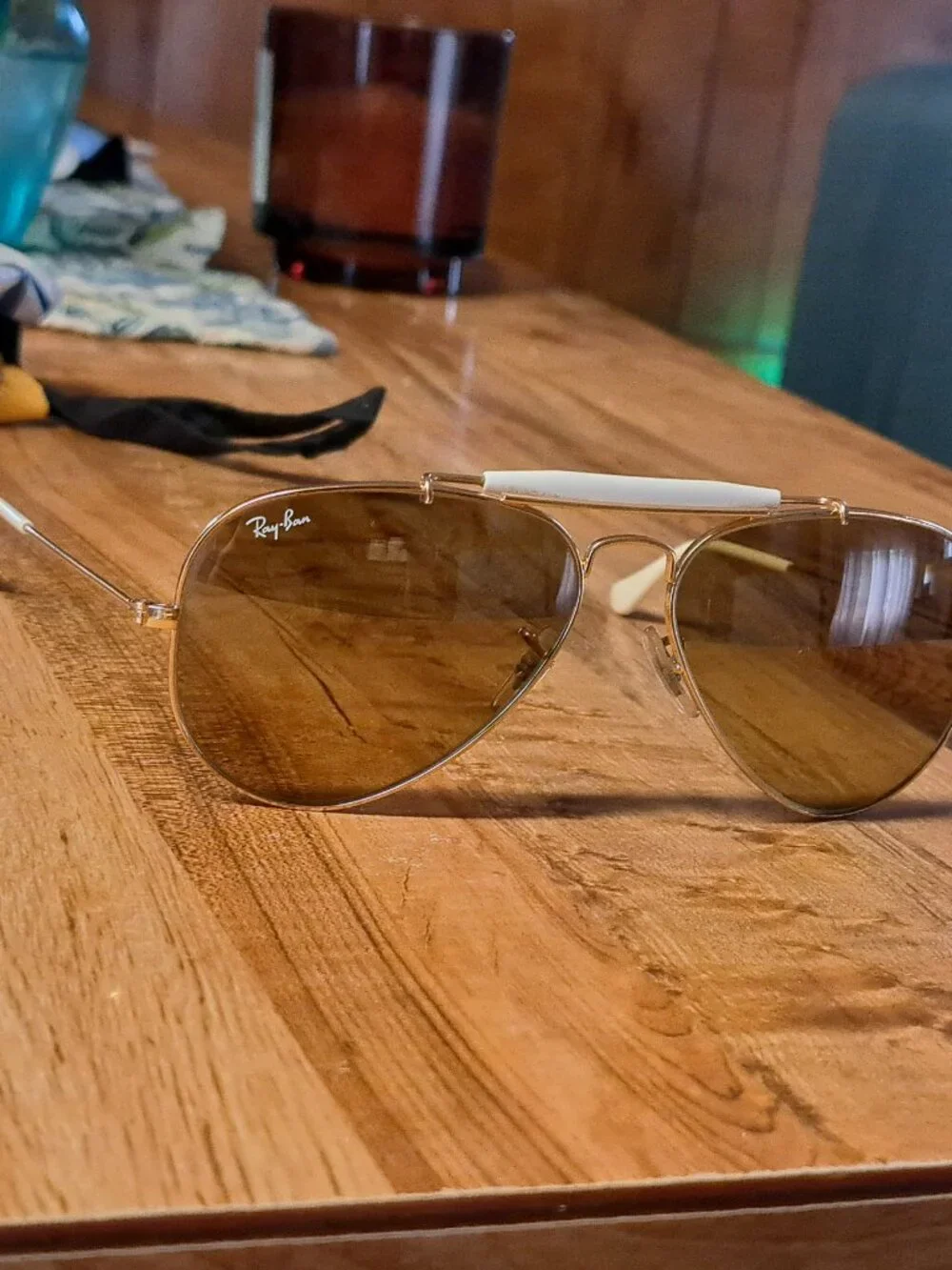 Authentic Ray-Ban Outdoorsman II Rainbow RB 3407 001/3K Gold Aviator Sunglasses
